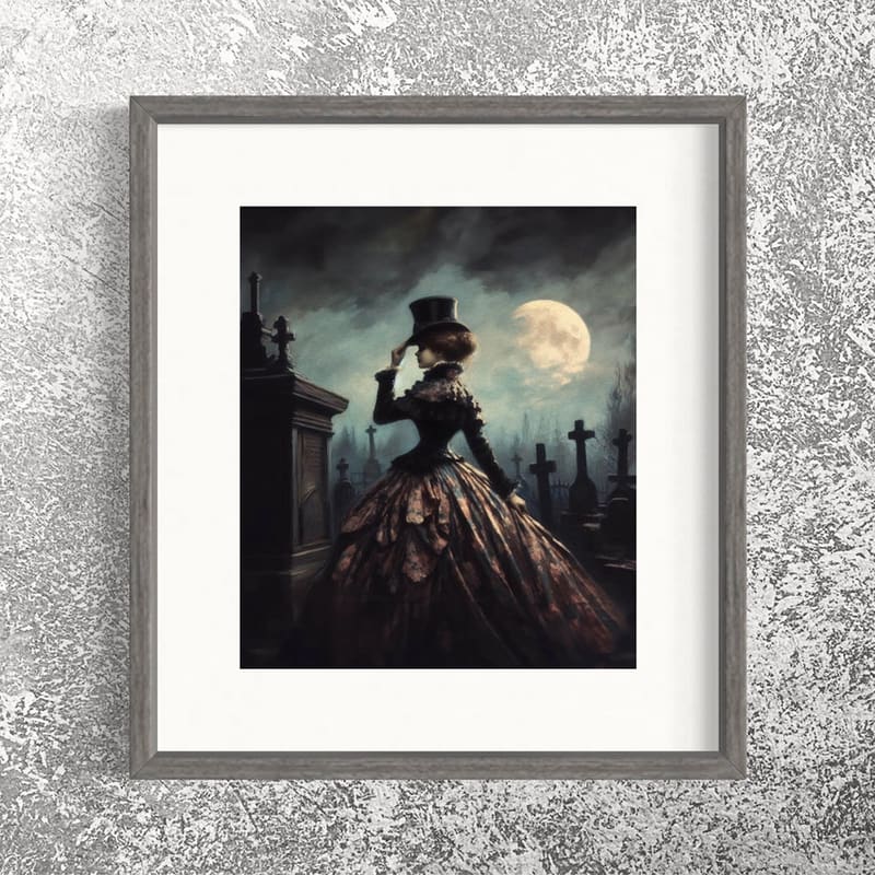 Moonlit Elegance in the Cemetery Wall Decor