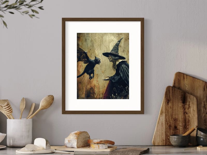 Wicked Witch and Flying Monkey Vintage Art Print