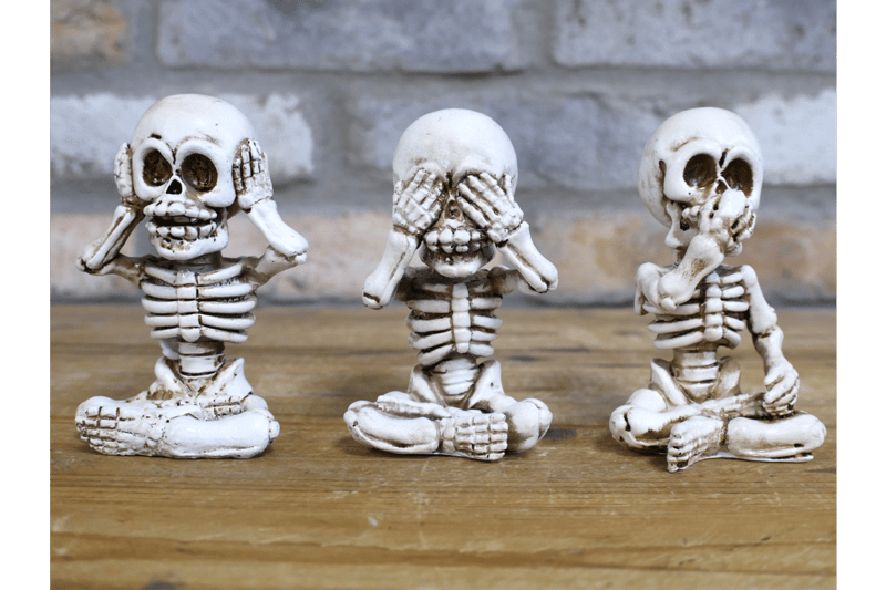 Set of Three Skeletons - Hear, See, Speak No Evil Figurines