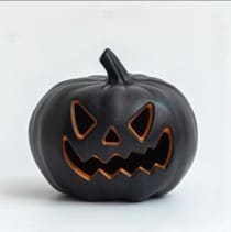 Black with Orange Interior Jack-O-Lantern Pumpkin Halloween Decoration