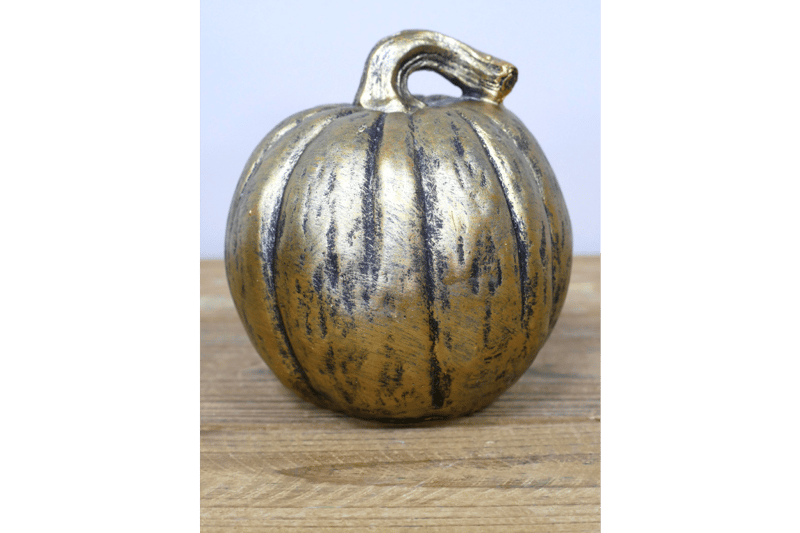 Gold Pumpkin Decoration with Black Accents