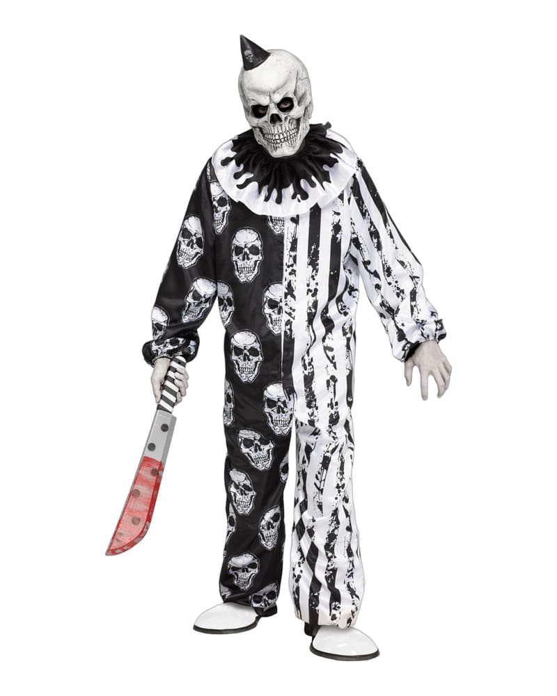 Skele-Klown Child Costume (M) - Skull & Stripe Halloween Outfit