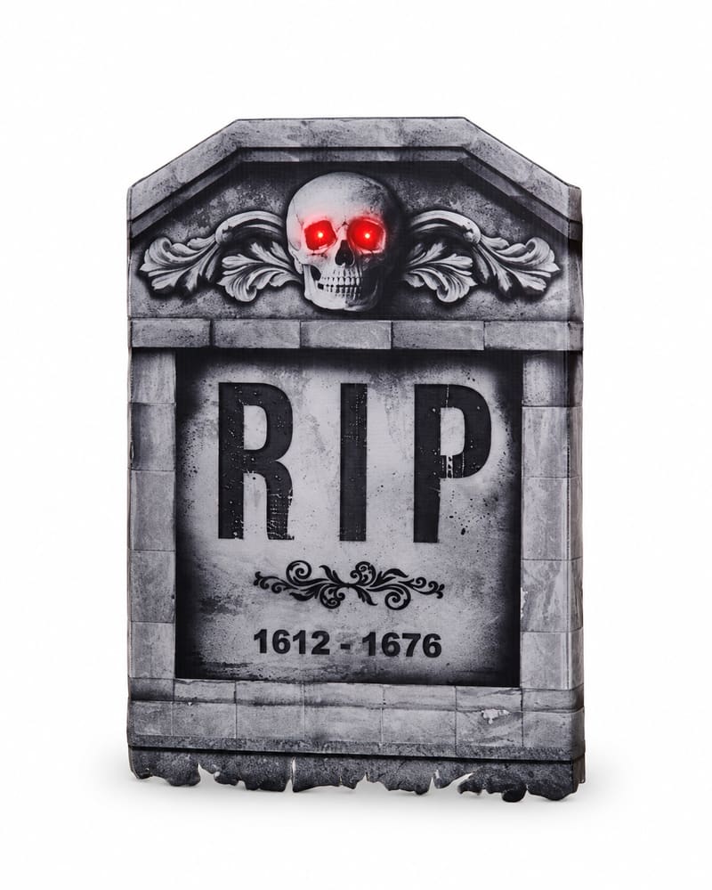 Light-Up 3D Stone-Look Halloween Tombstone (56cm)