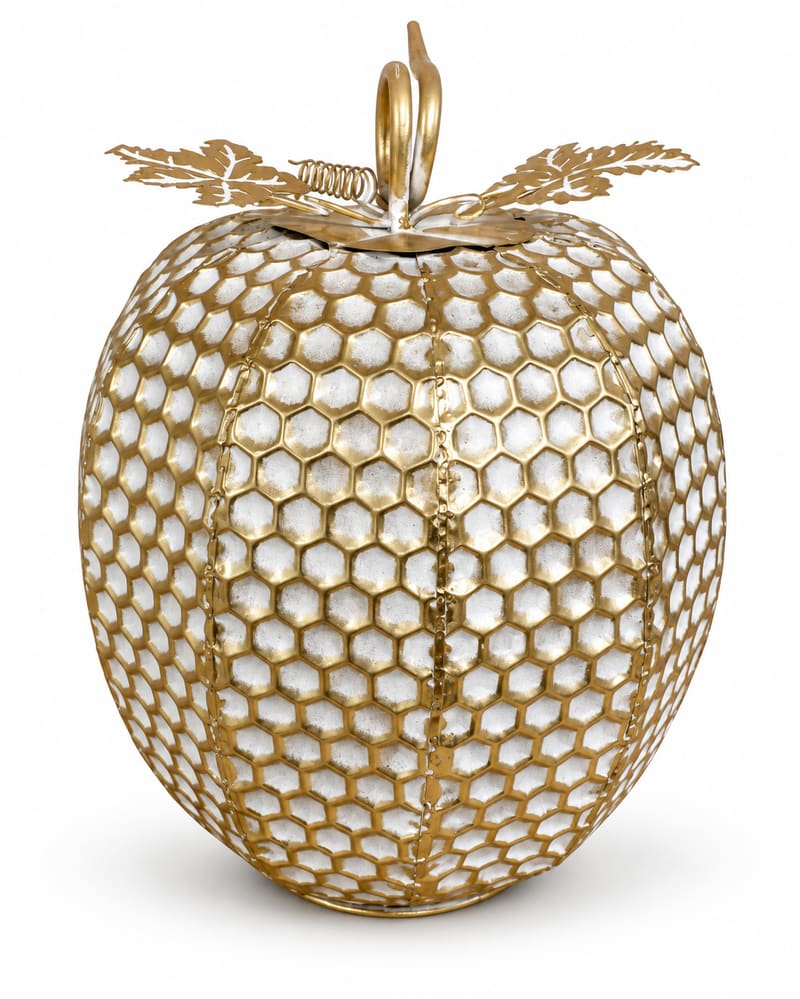 Metal Pumpkin Ornament with Gold Finish