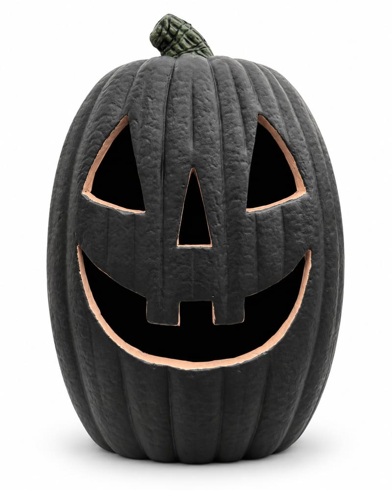 Tall Black Two-Tooth Grin Jack-O-Lantern Pumpkin