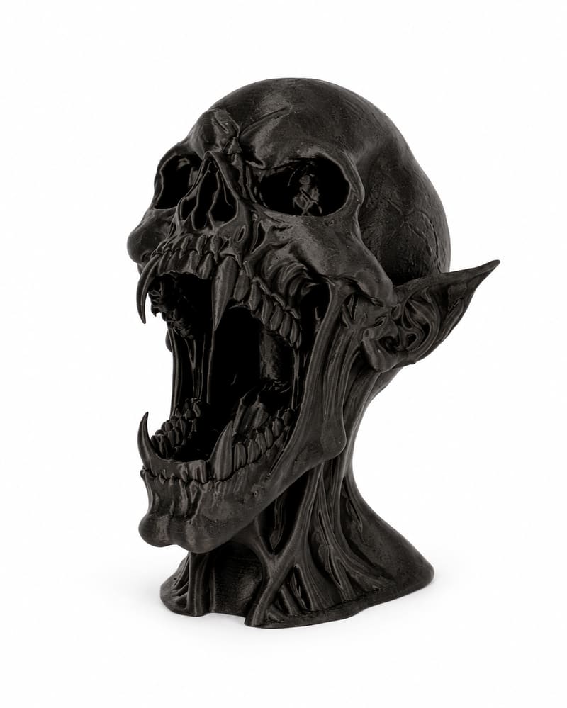 Black Screaming Vampire Bust – 3D Printed Halloween Decoration