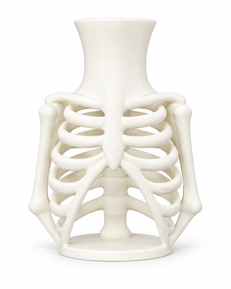 White Skeleton Ribcage Vase – 3D Printed Halloween Decoration