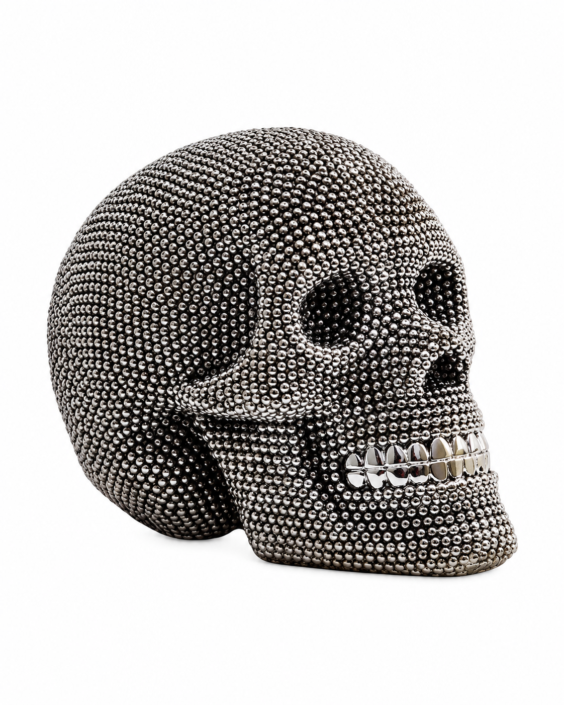 Silver Beaded Skull Ornament – 18cm
