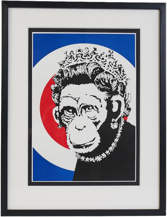 Banksy Monkey Queen framed artwork