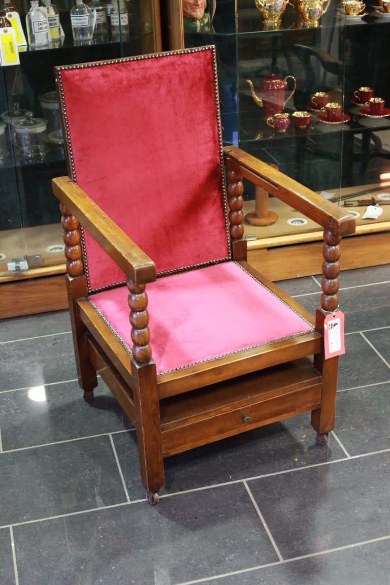 Victorian Folding Campaign Chair in Red Velvet
