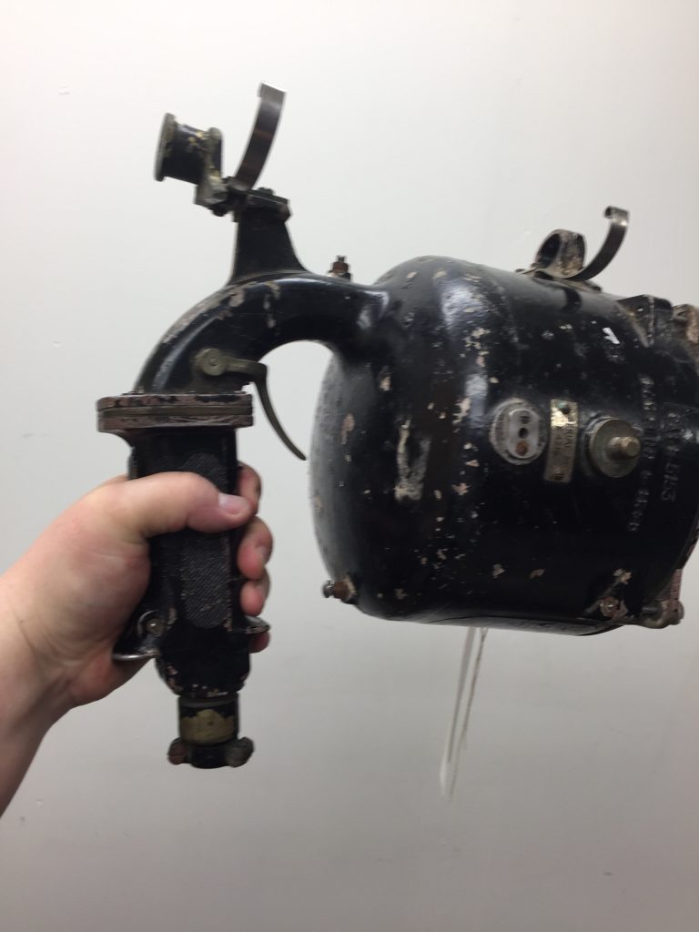 Vintage Hand Held Aldis Naval Trigger Spotlight in Black Metal