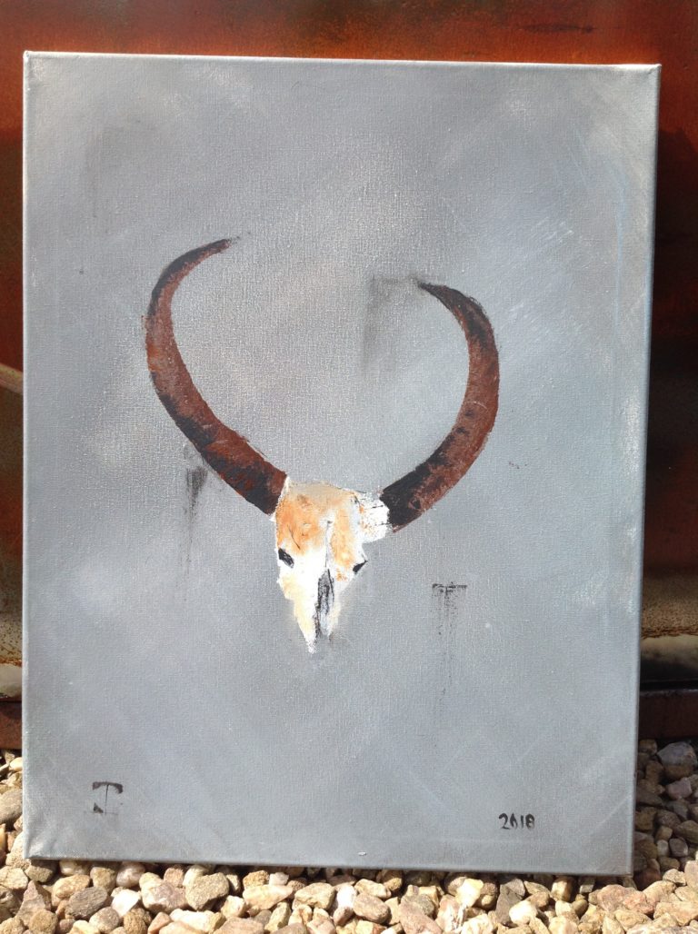 Original painting Horned Skull