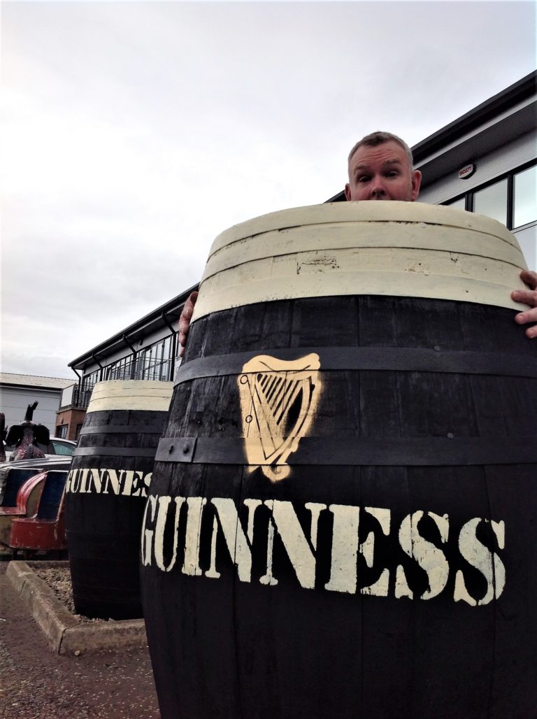 Large Barrel Painted with Guinness Logo