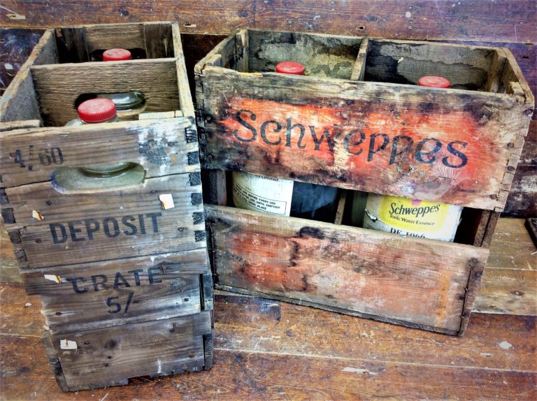 Pair of Demijohns in Schweppes Crate