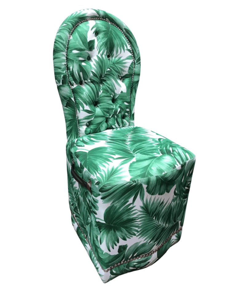 Lounge Bar Chair - Reupholstered in Green Leaf Print