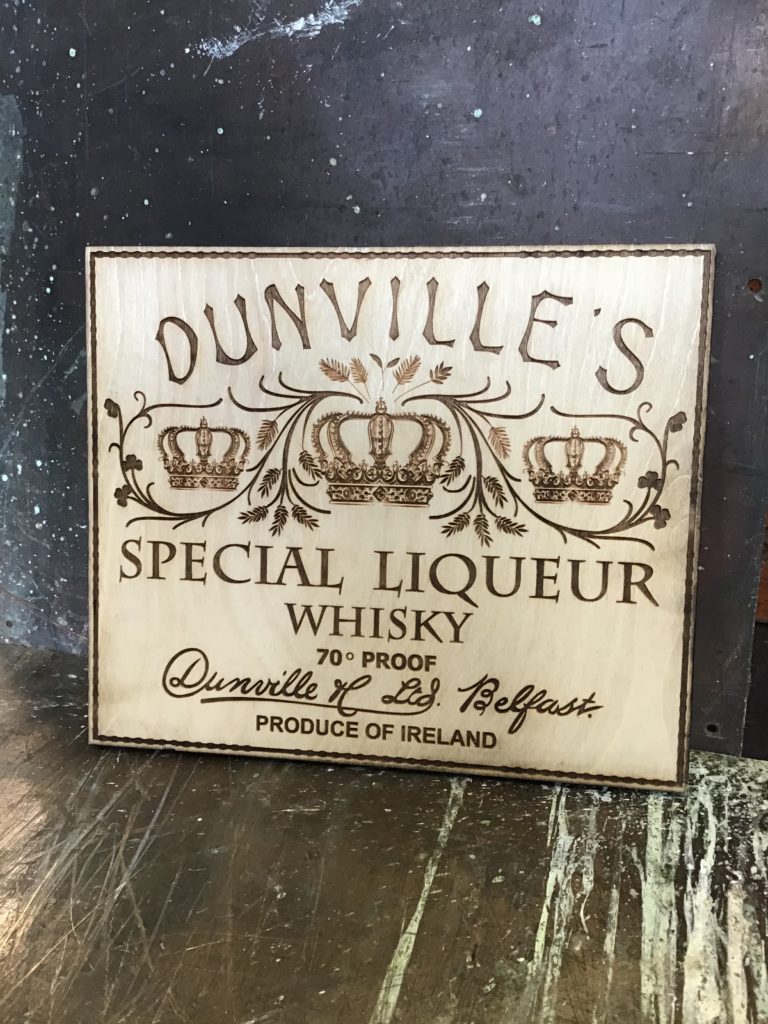 Small Dunville's Whiskey Wooden Plaque