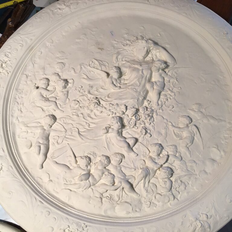 Plaster Ornamental Medallion (Woman and Children) [24" diameter]