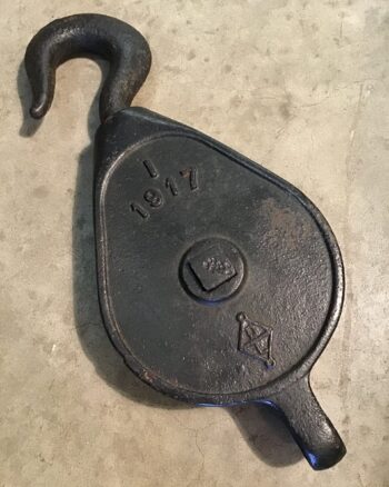 Antique Iron Pulley Block [marked 1917]