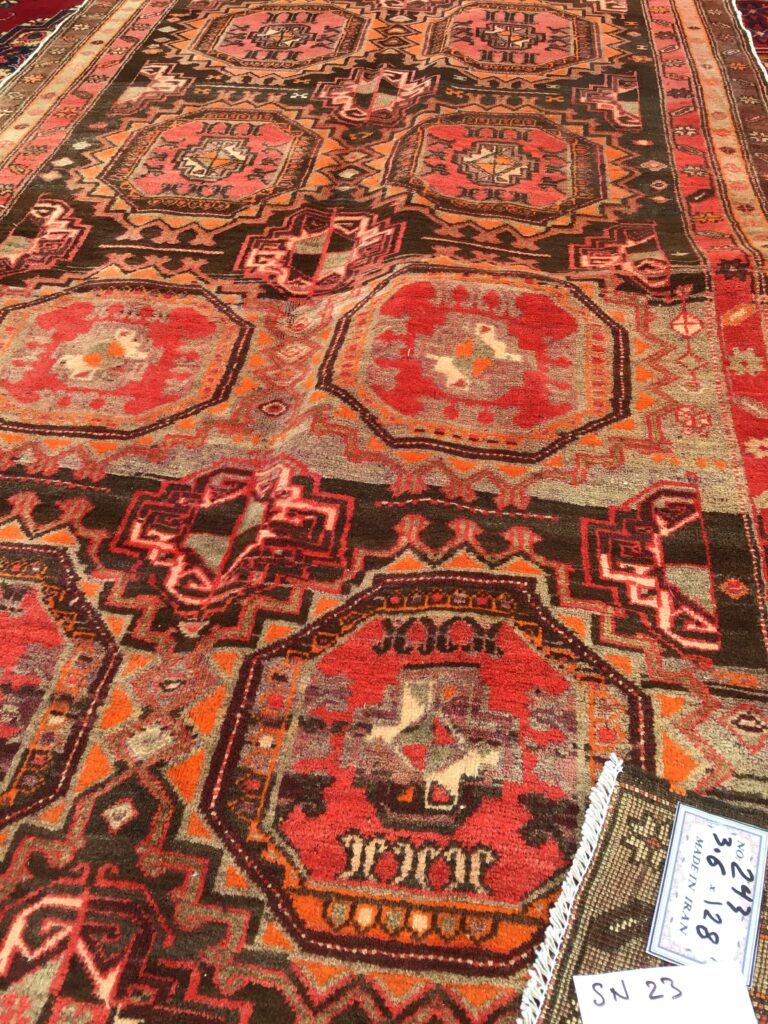 Vintage Brown and Pink Bukhara Runner 360 x 128 cm [SN23]