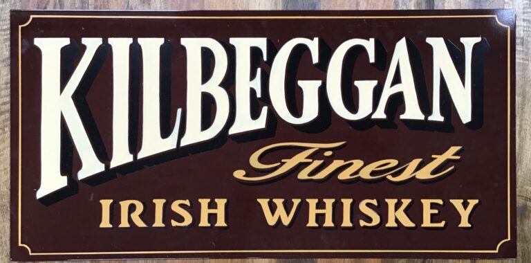 Hand-painted Kilbeggan Irish Whiskey Sign