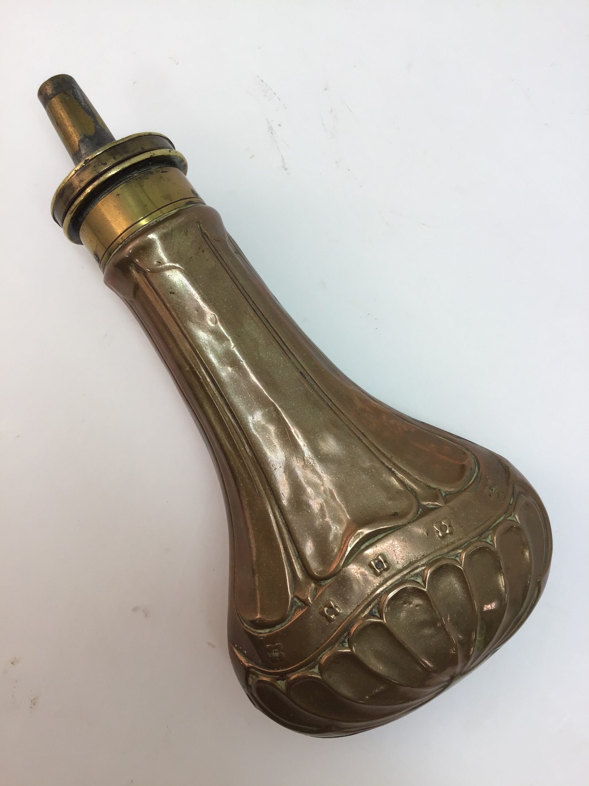 Antique G& j.w. Hawksley Copper & Brass Black Powder Flask