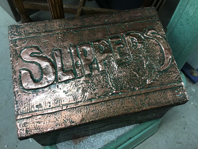 Fireside brass-coated slippers box
