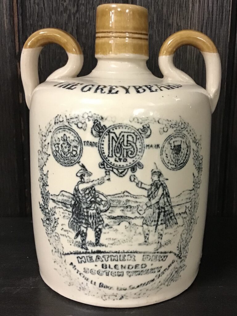 Heather Dew Scotch Whisky "The Greybeard" Stoneware Flagon [w267]