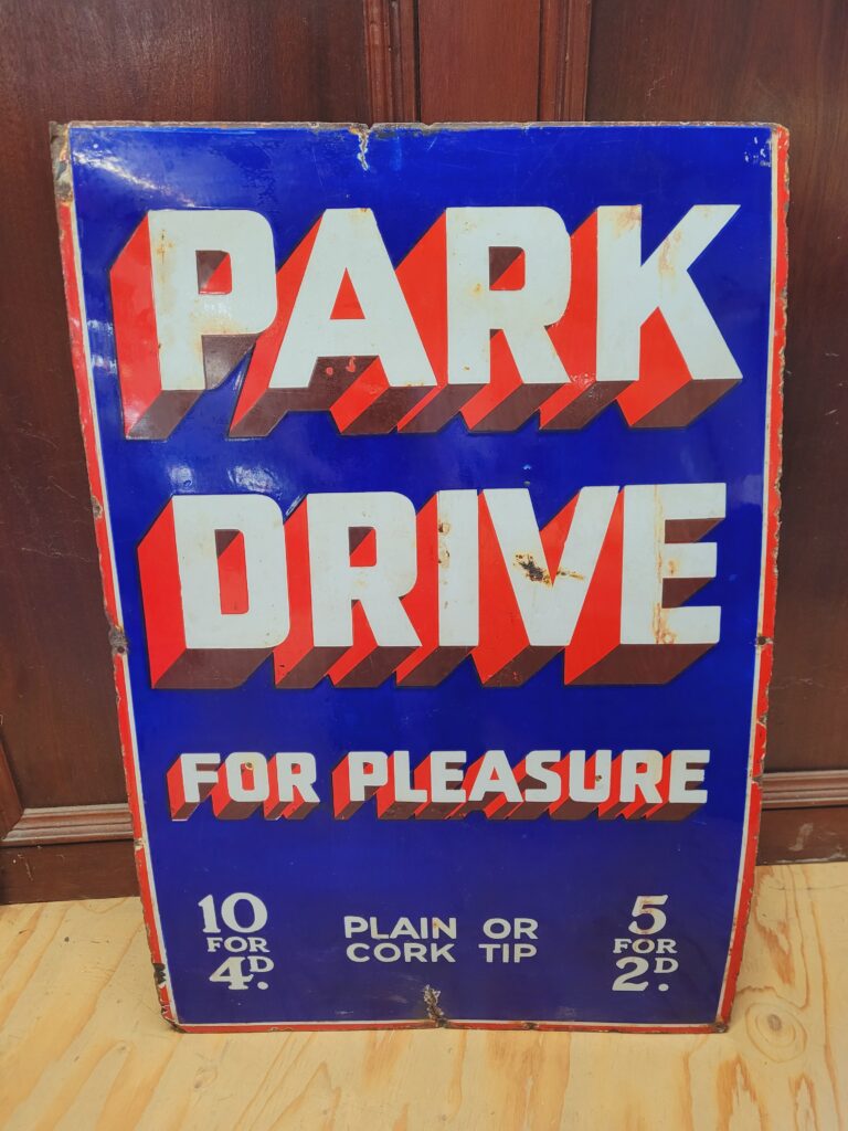 Enamel Park Drive for Pleasure Sign [w403]