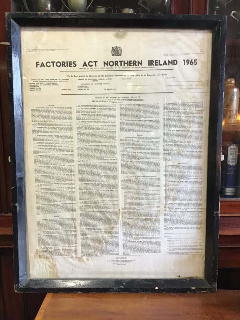 Original Factories Act Northern Ireland 1965 Framed Poster
