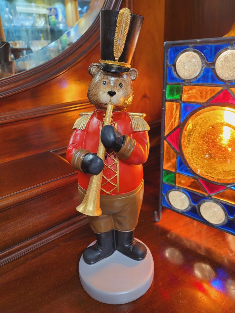 Horn Playing Christmas Bear Statue