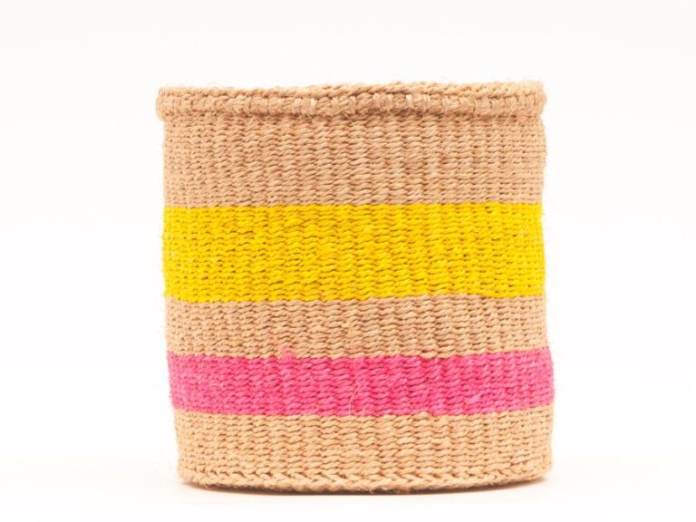 Fluoro Pink and Yellow Woven Storage Basket