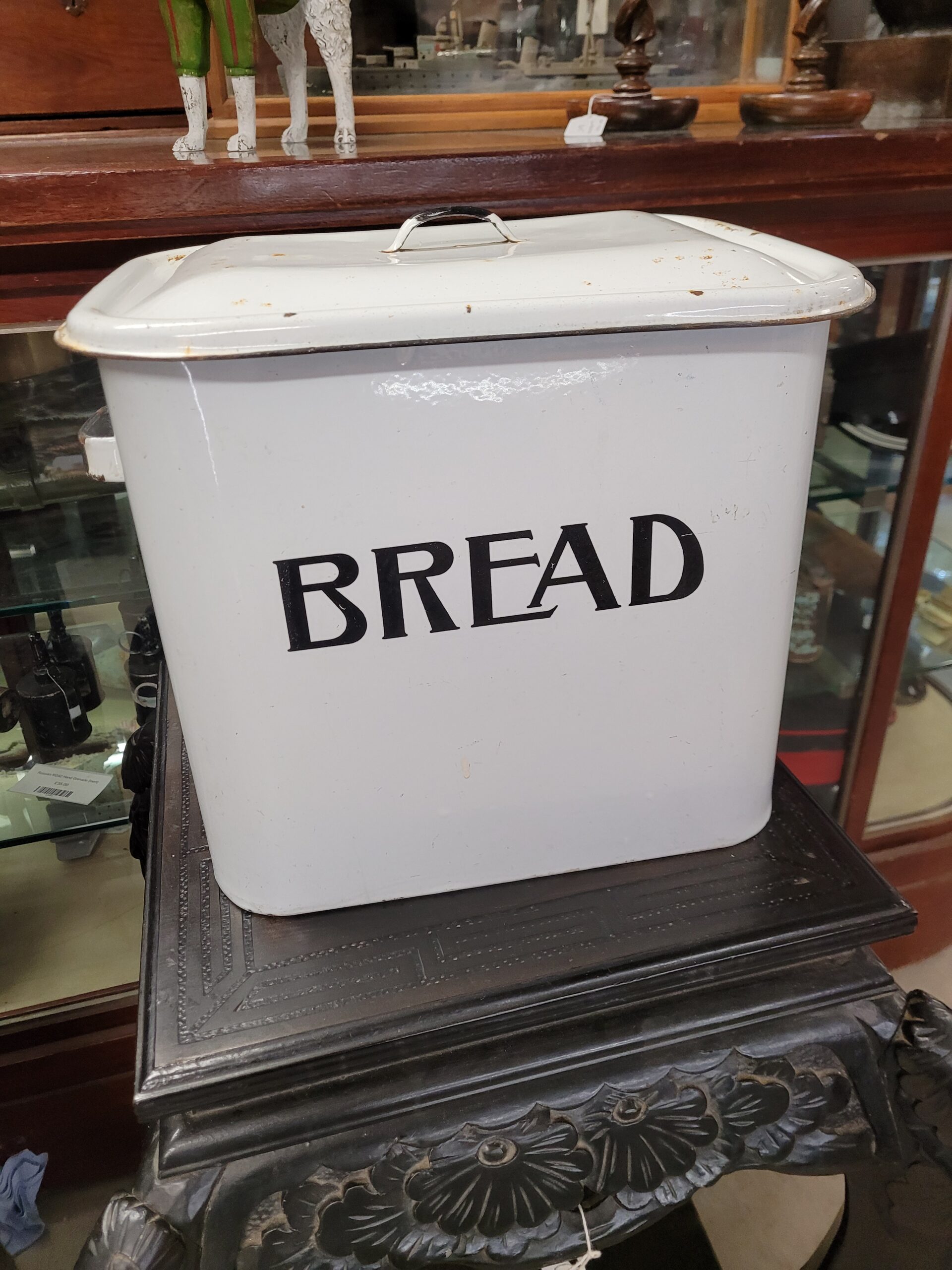 Enamel Bread Bin (Black Lettering)