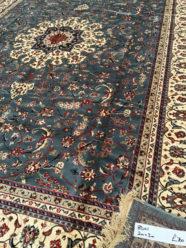 Blue-ground Full-pile Kashmir Rug [HD01]