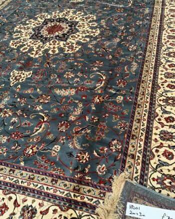 Blue-ground Full-pile Kashmir Rug [HD01]