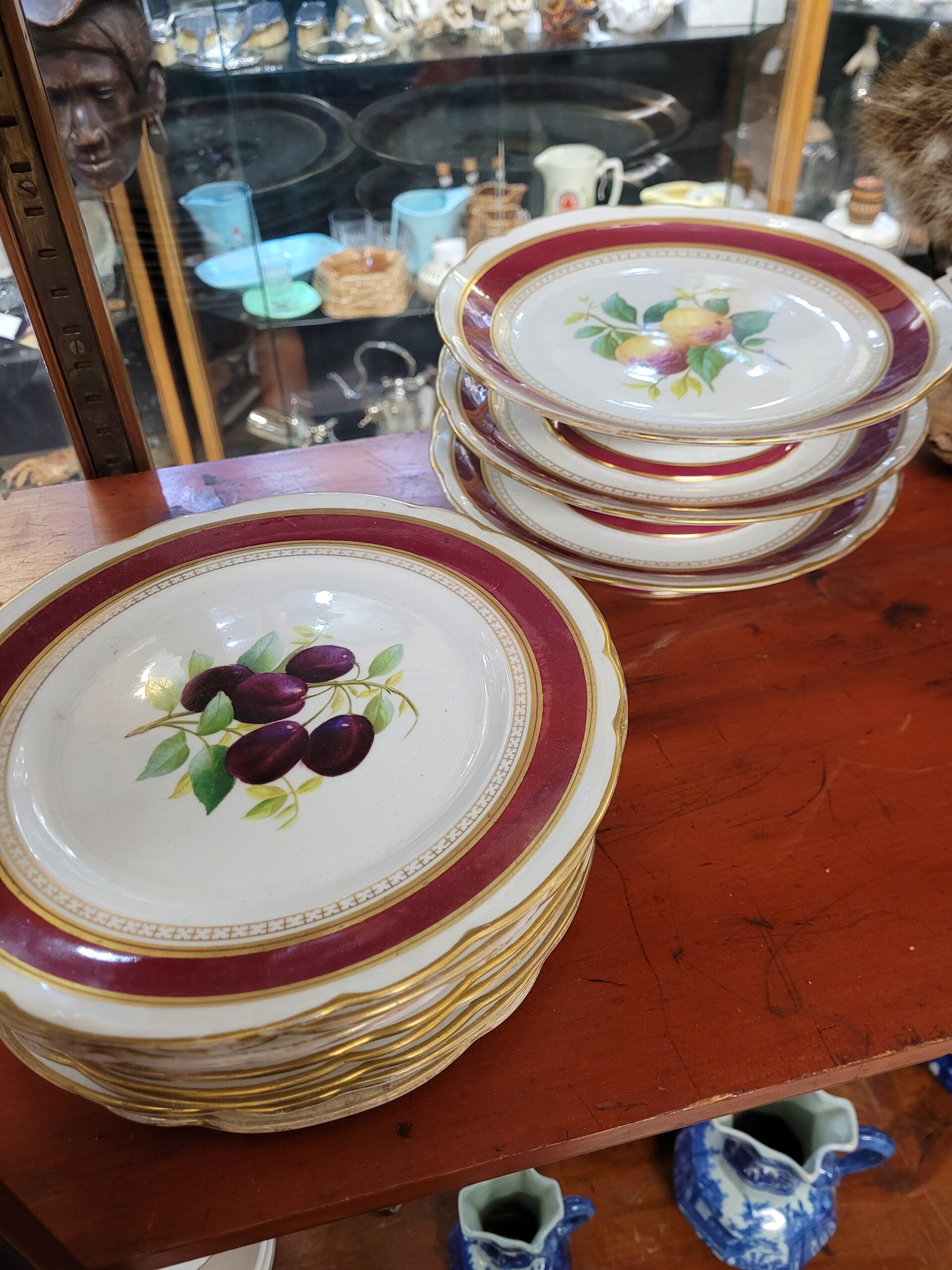 Set of 21 Hand Painted Fruit Plates