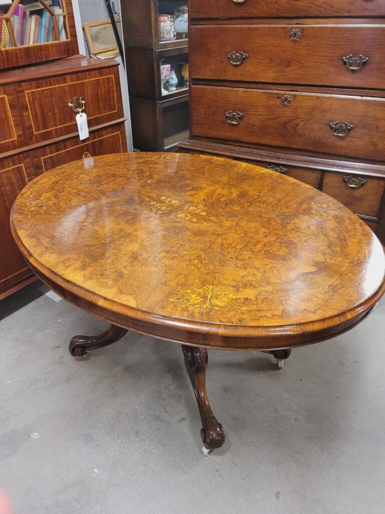 Victorian Pedestal Tilt-top Table w/ Marquetry Inlay