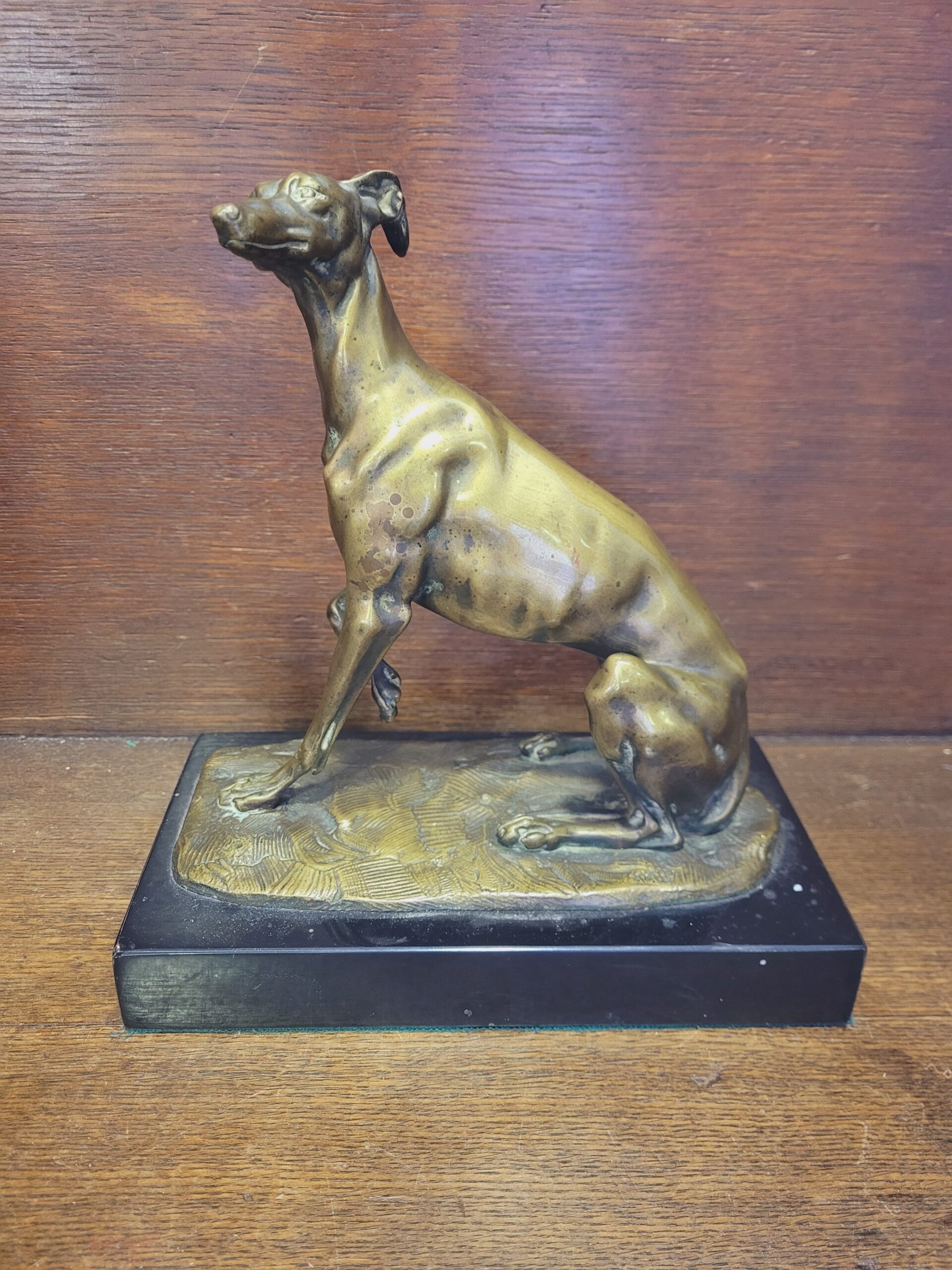19th Century Solid Bronze Greyhound Statue