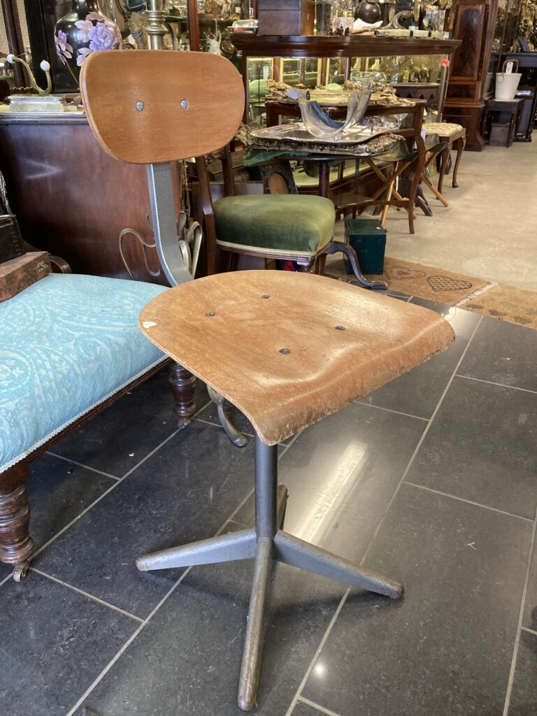 Industrial Wood Chair with Metal Base