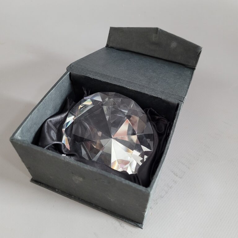 Diamond-Shaped Glass Paperweight