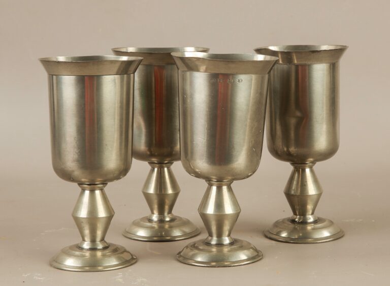 4 Hallmarked Pewter Communion Cups