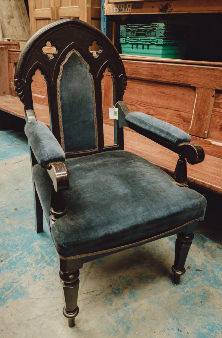 Blue Velvet Altar Chair / Bishop's Chair