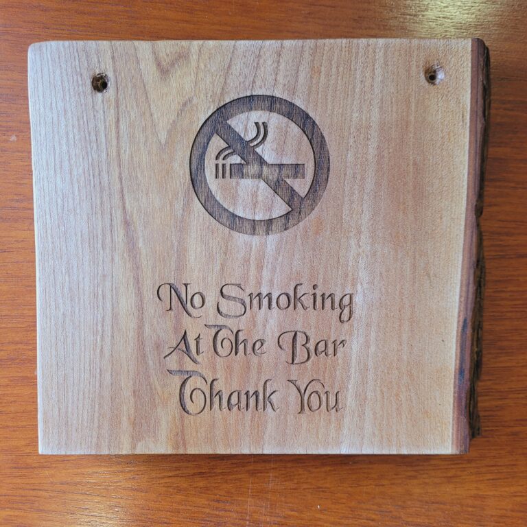 No Smoking at the Bar Sign [w625]