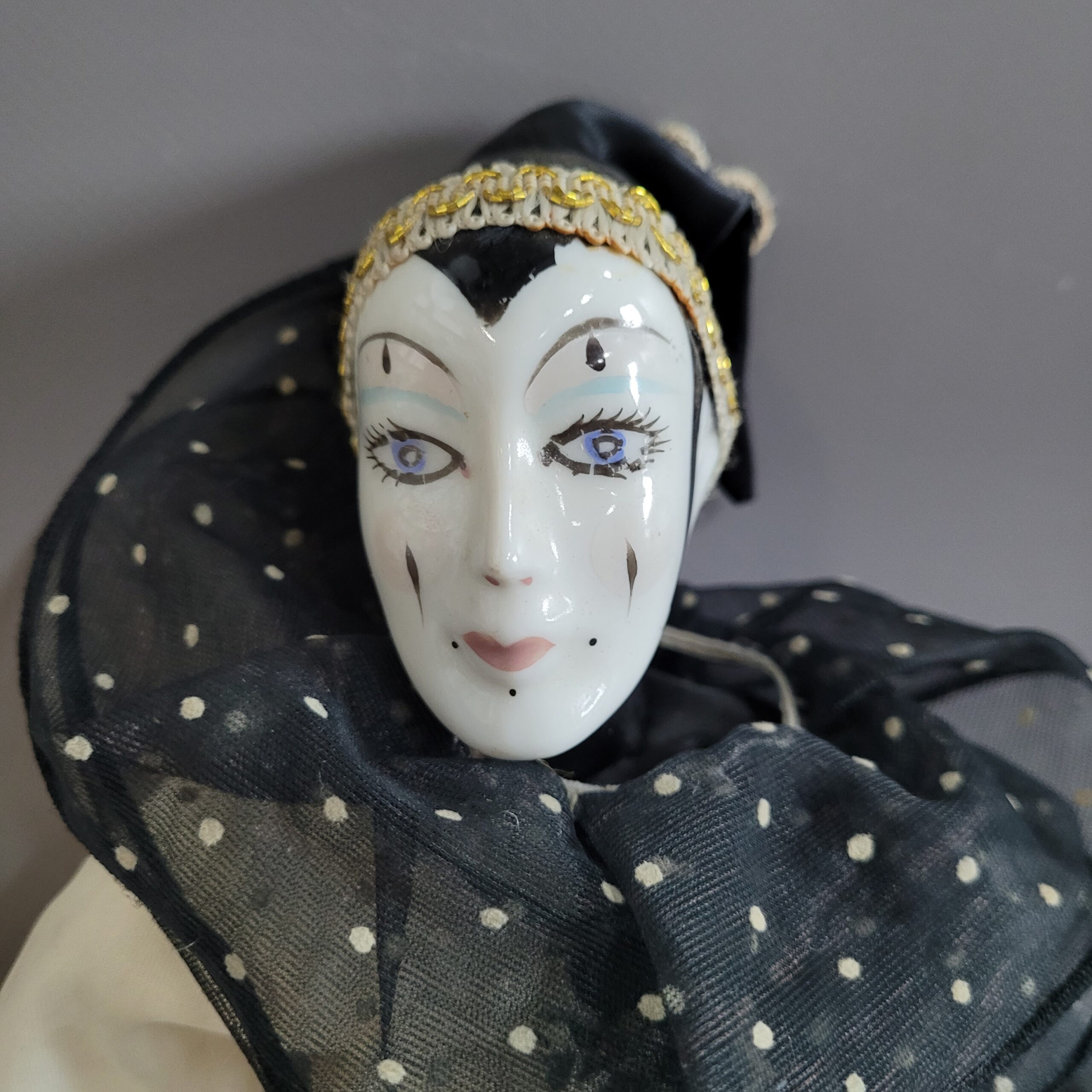 Vintage 70's Porcelain Face Jester Doll - On The Square Emporium