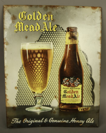 Original 60s Golden Mead Ale Celluloid Sign [w639]