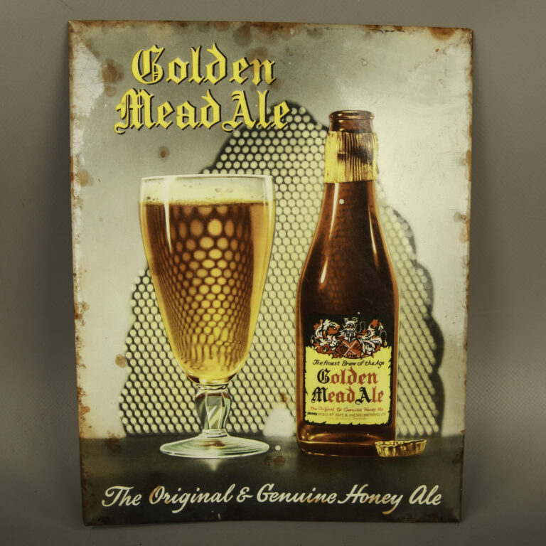 Original 60s Golden Mead Ale Celluloid Sign [w639]