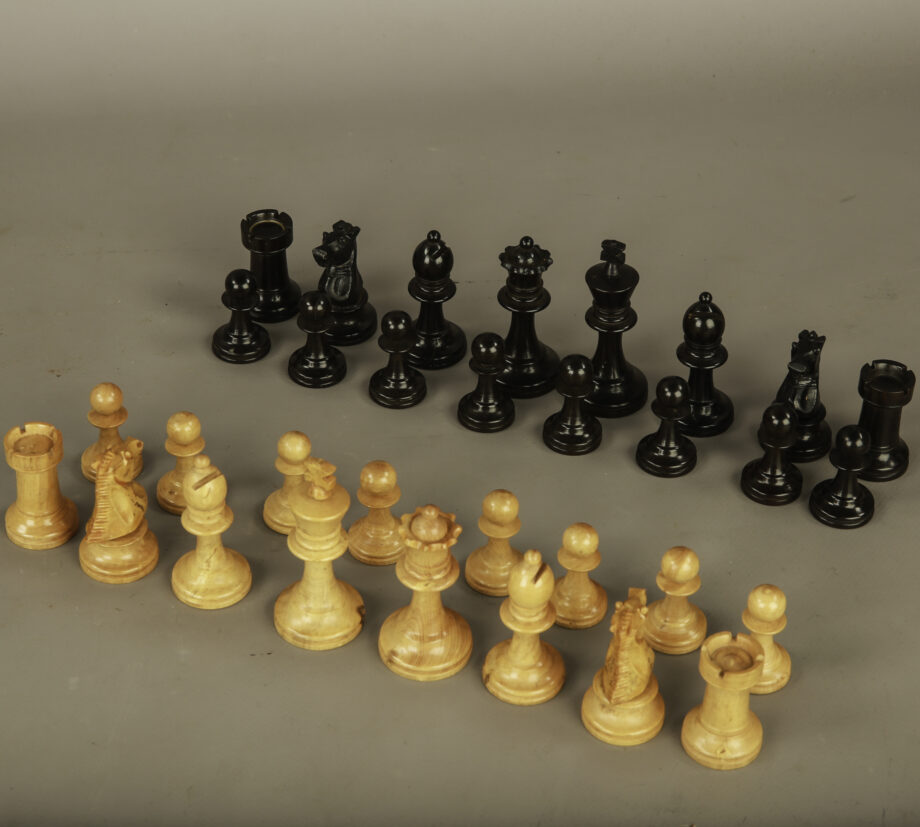 Set of Wooden Chess Pieces in Box
