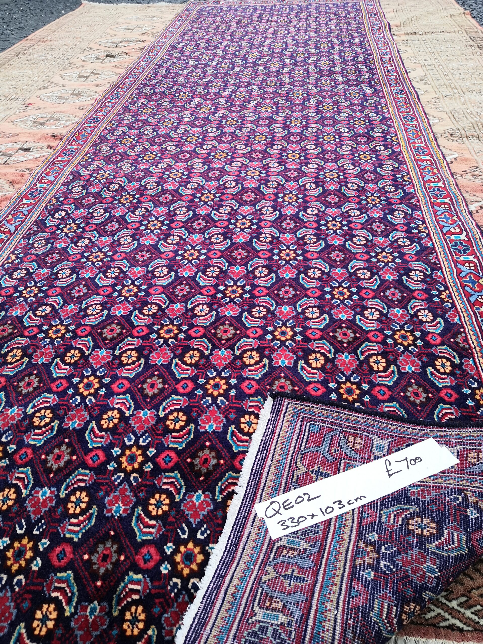 Vintage Fine-Woven Sarouk Runner Rug 330 x 103cm [QE02]