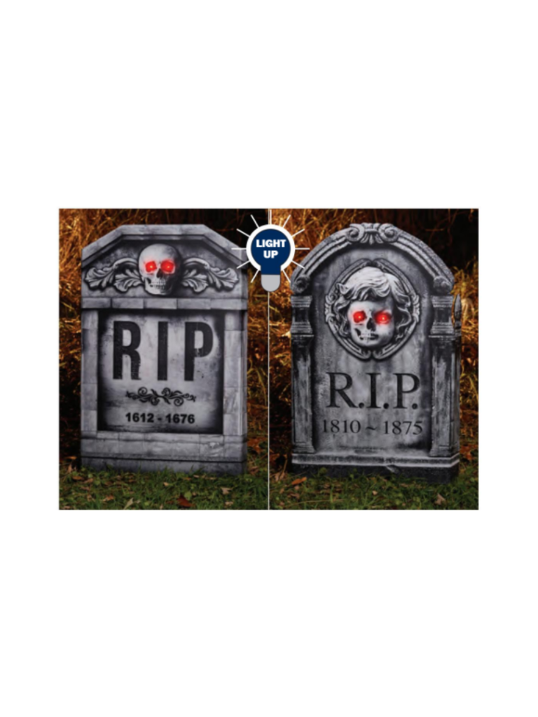 Light Up 3D Stone Look Tombstone (56cm)
