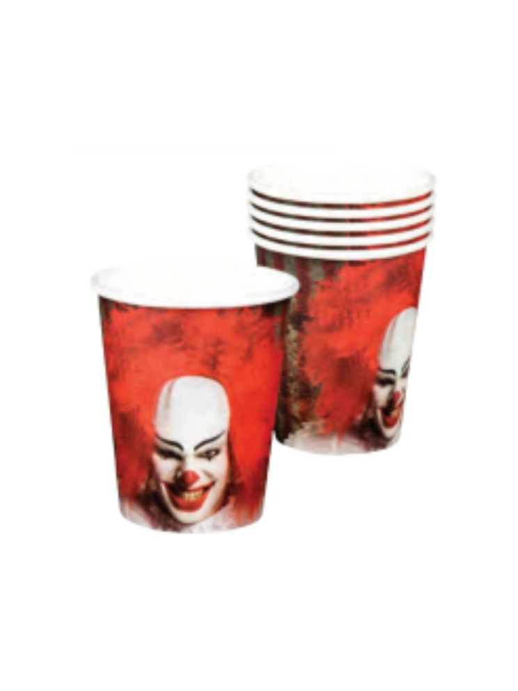 Horror Clown Paper Cups (6 Pack) - On The Square Emporium