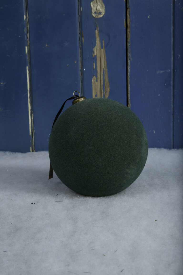 Large Flocked Bauble - Green